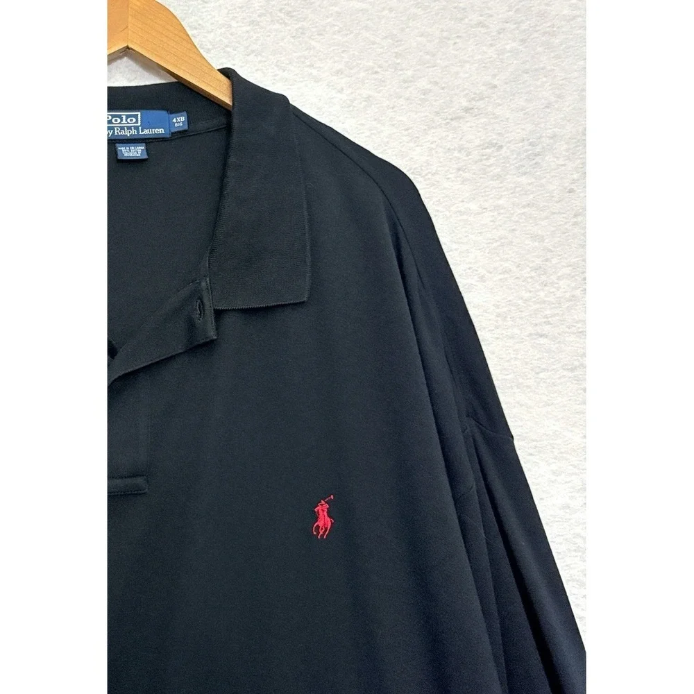 Polo Ralph Lauren Polo Shirt Men's 4XB Big Long Sleeve Golf Casual Black Preppy